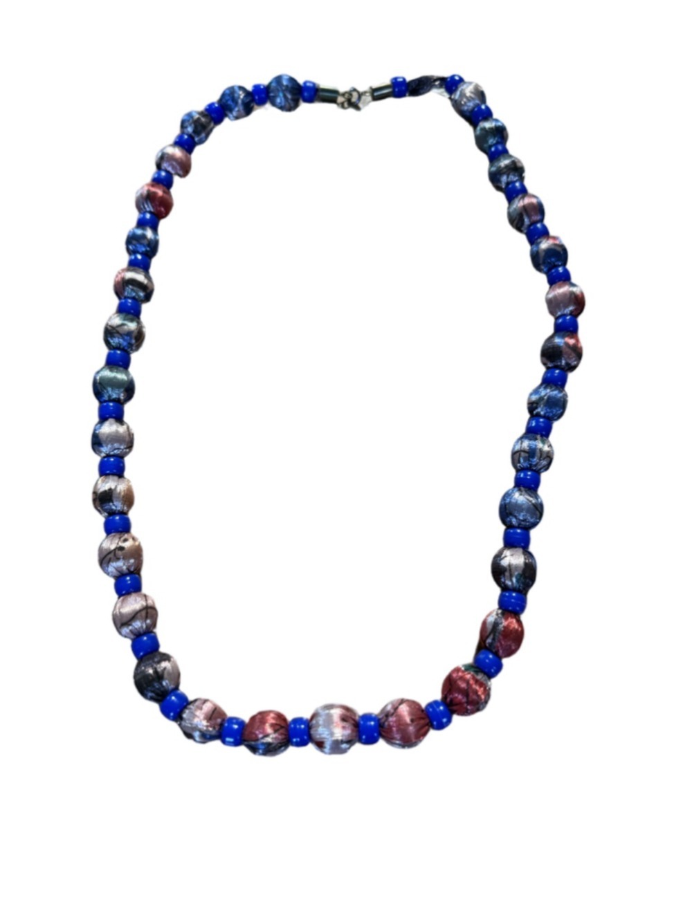 Blue and Red Beaded Handcrafted Necklace